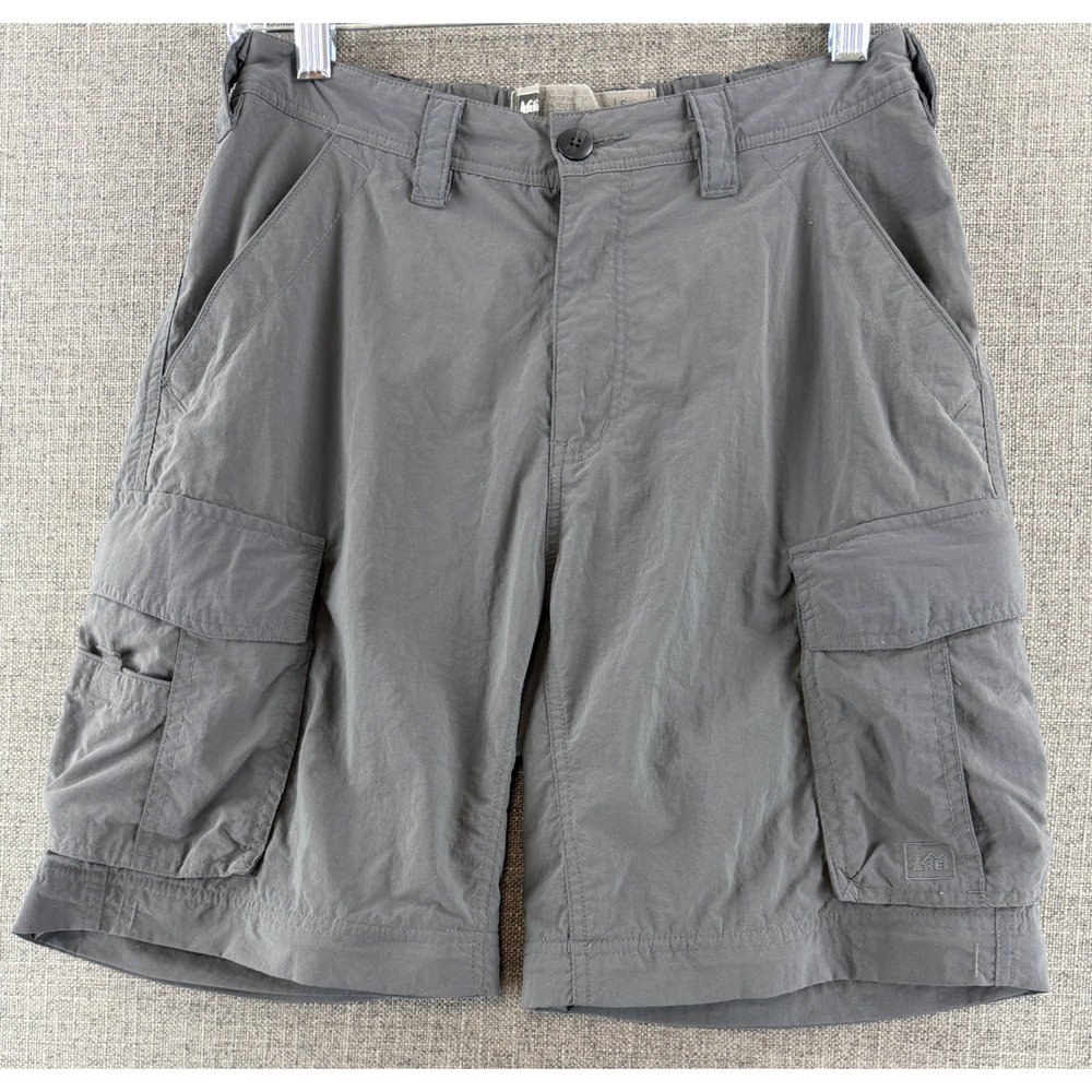 REI Mens Gray Nylon Hiking Cargo Shorts Size S 28 Waist Outdoor Trekking